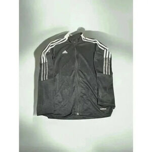 Adidas Men M Black AeroReady Prime Green Front Zip 3 Stripe L/S Track Jacket
